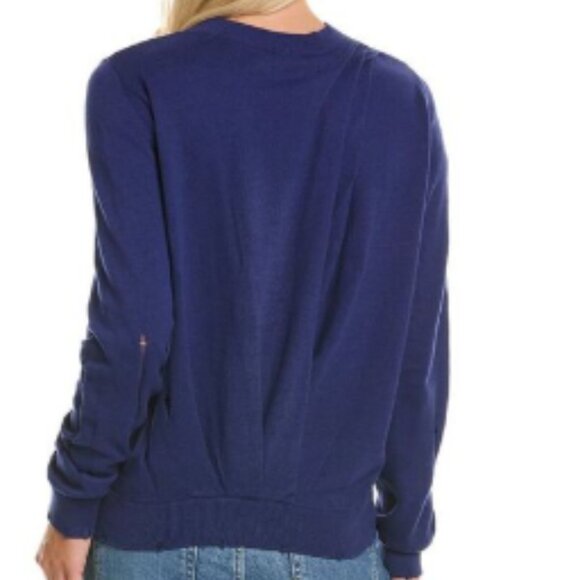 Hudson Sweater Women's Large Blue Distressed Twist Back Cotton-Cashmere Blend LS - Picture 12 of 15